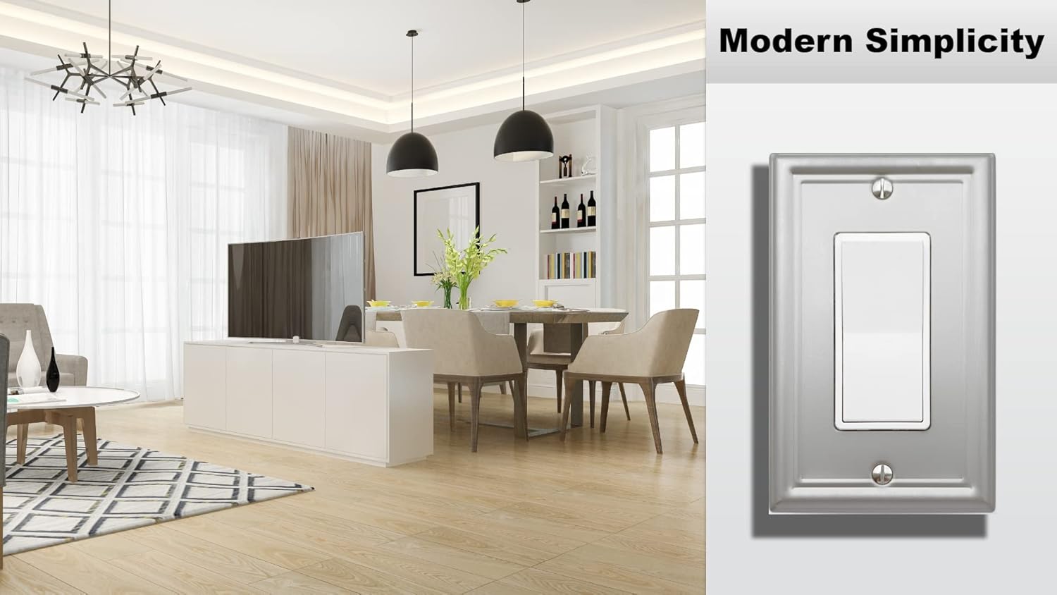 OKAWYC Single Decorator Light Switch Cover Luca Metal Wall Plate, 4-Pack Brushed Nickel 1 Gang Single Rocker, for Receptacle Dimmer Switch GFCI Outlet, Switch Cover Decorative Wallplate, Durable