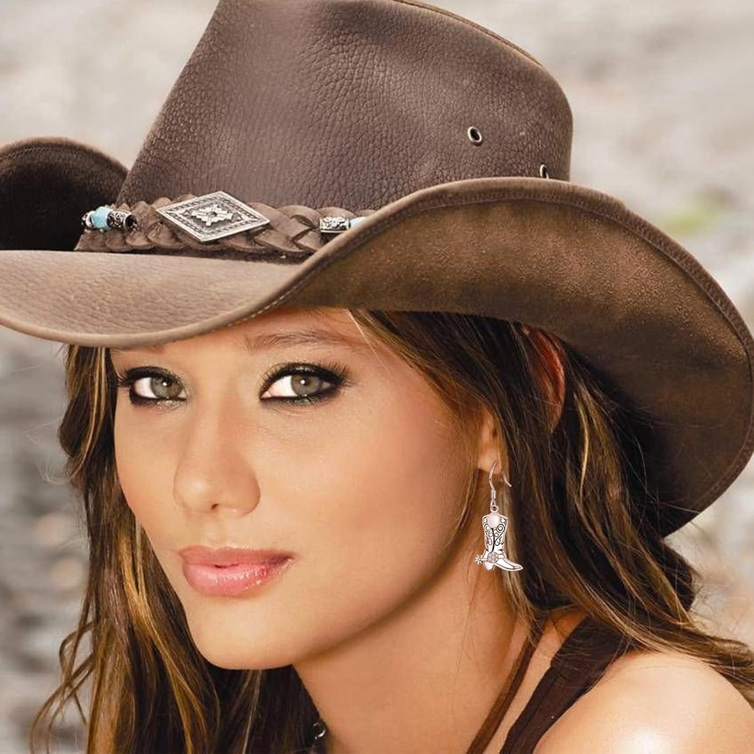 Cowgirl Cowboy Earrings 925 Sterling Silver Real Pearl Boot Dangle Drop Cubic Zirconia Western Country Earrings Jewelry Gifts for Women Horse Lovers - Image 3