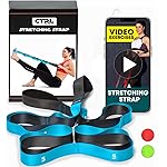 Stretching Strap with Loops - Non Elastic Stretch Band for Physical Therapy, Yoga Strap for Stretching Equipment, Stretch Bands for Exercise and Flexibility - Fascia, Hamstring & Leg Stretcher Belt