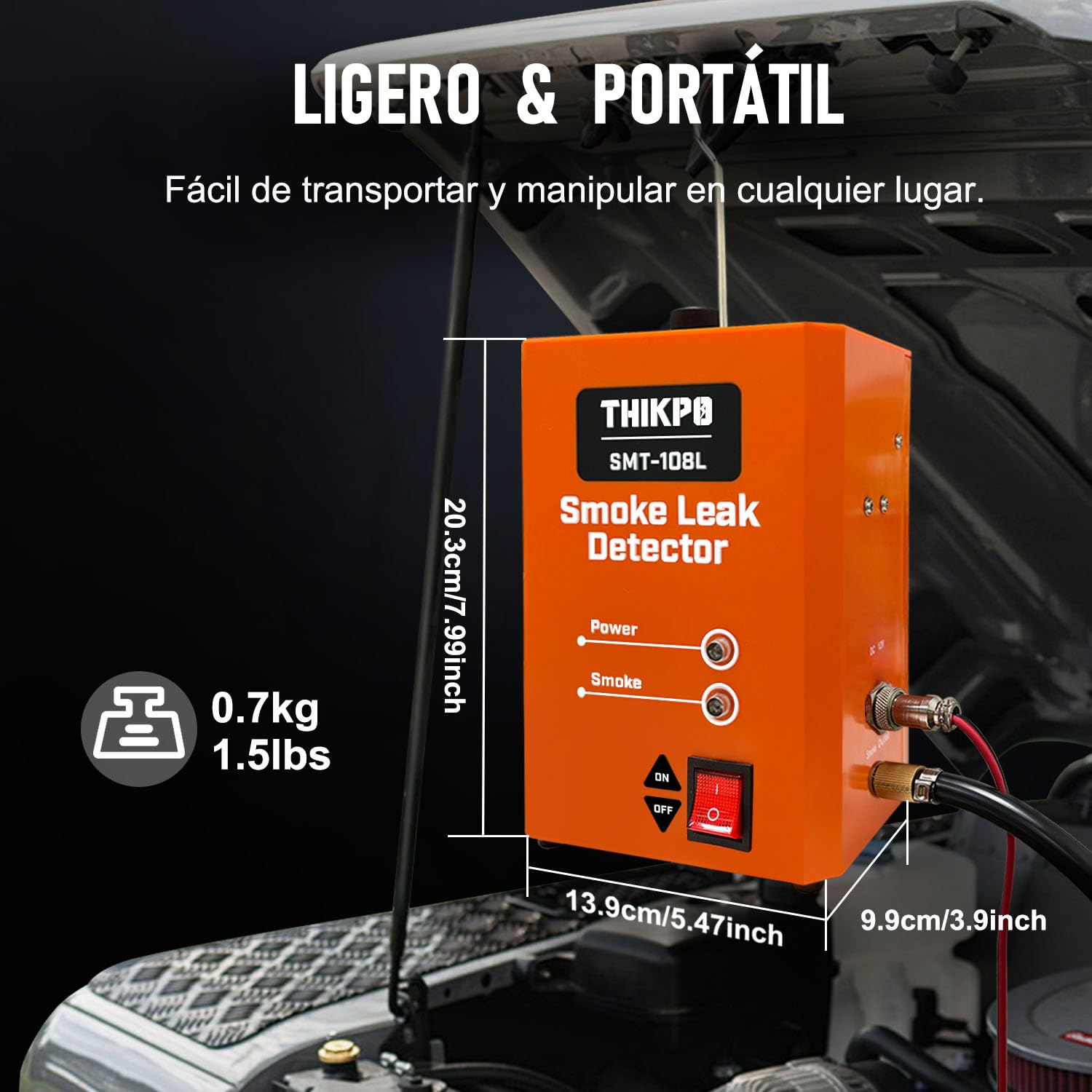 Détecteur de Fuite de Fumée avec Pompe à Air Intégrée – Machine à Fumée Automobile 12V pour Diagnostic EVAP, Système de Carburant, Admission, Échappement et Tuyauterie