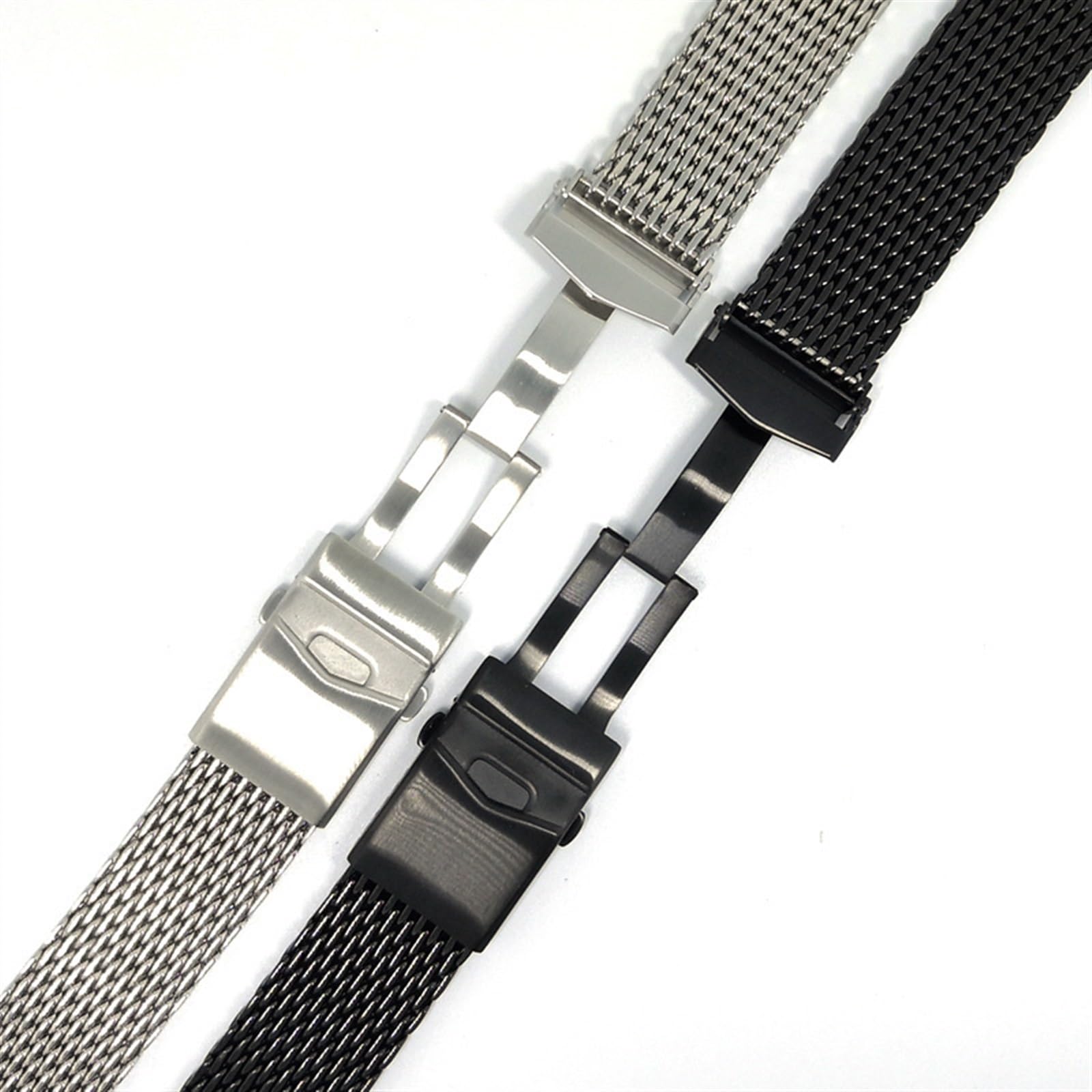 Pasek do zegarka z siatki ze stali nierdzewnej 18 mm 20 mm 22 mm Unisex Shark Mesh Regulowany solidny pasek z klamrą Pasek do zegarka wymienny do inteligentnych lub tradycyjnych zegarków