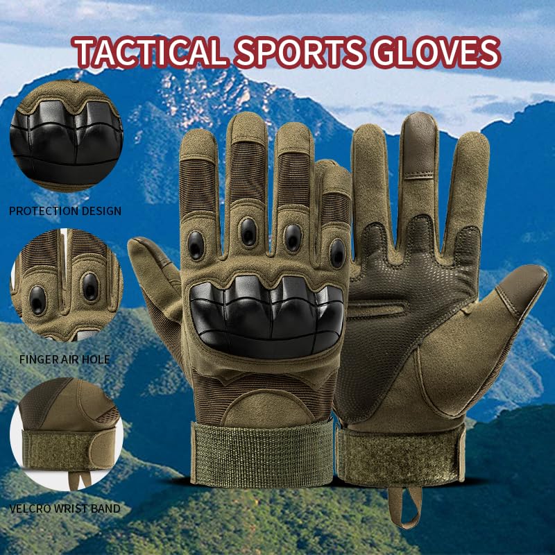ANJMEICH Tactical Gloves, Non-Slip wear-Resistant to Protect Hands, Suitable for Outdoor Sports (Black, XL)