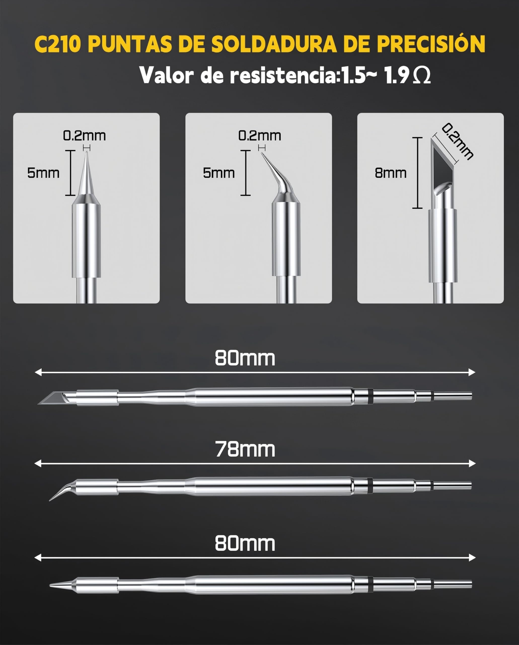 Fanttik de soldador T1 Max, soldador inalámbrico,7 segundos de calentamiento rápido(200-450℃) Temperatura Ajustable, Reposo Automático,4 Puntas de Soldadura de Precisión(C210),Soporte Giratorio 360°