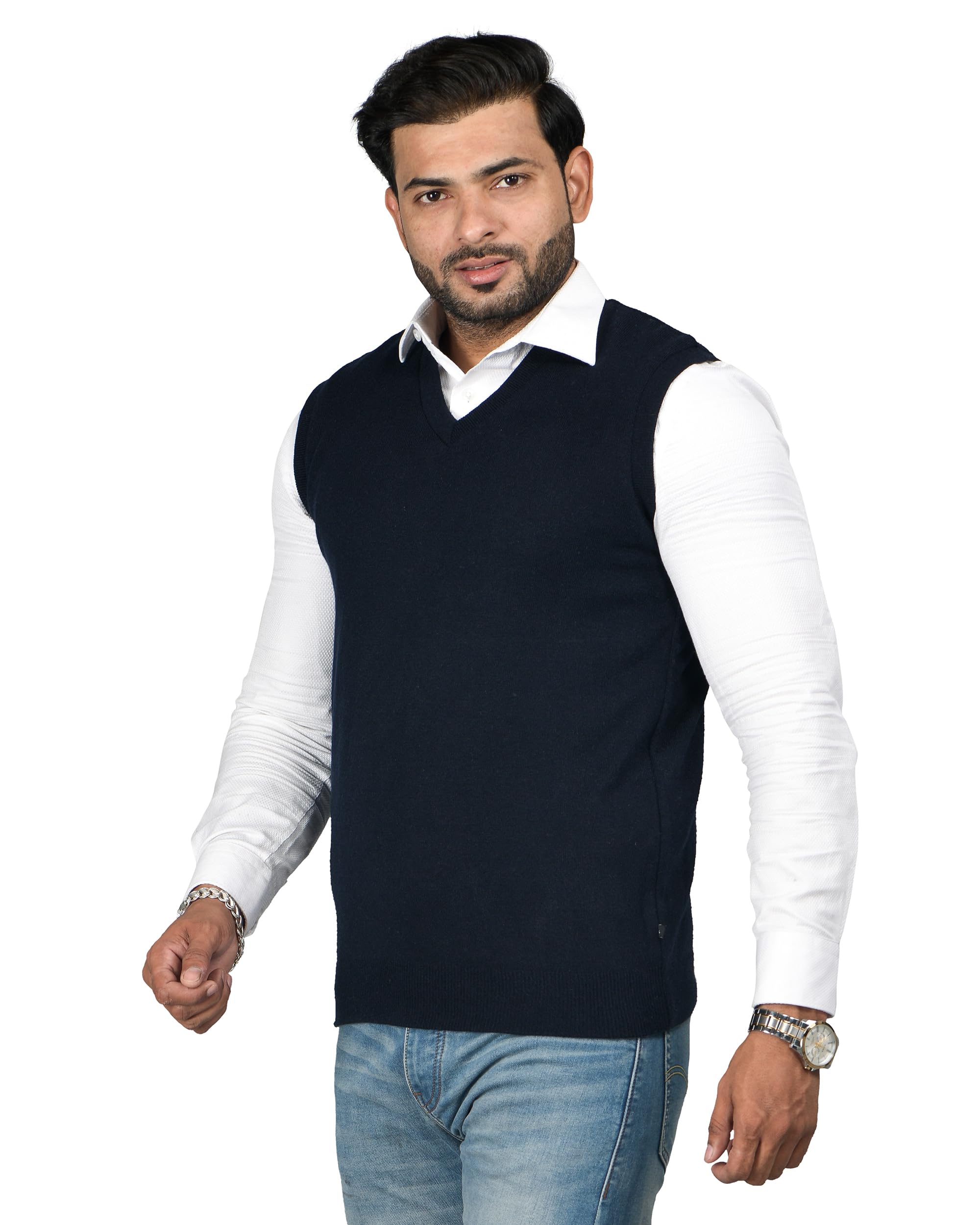 glc//09 Guy London Solid Reversible V Neck Sleeveless Regular Fit Mens Casual Sweater | Casual Winter Sweater for Men | Mens Sweater for Winter Wear (S-1616)-picture-19