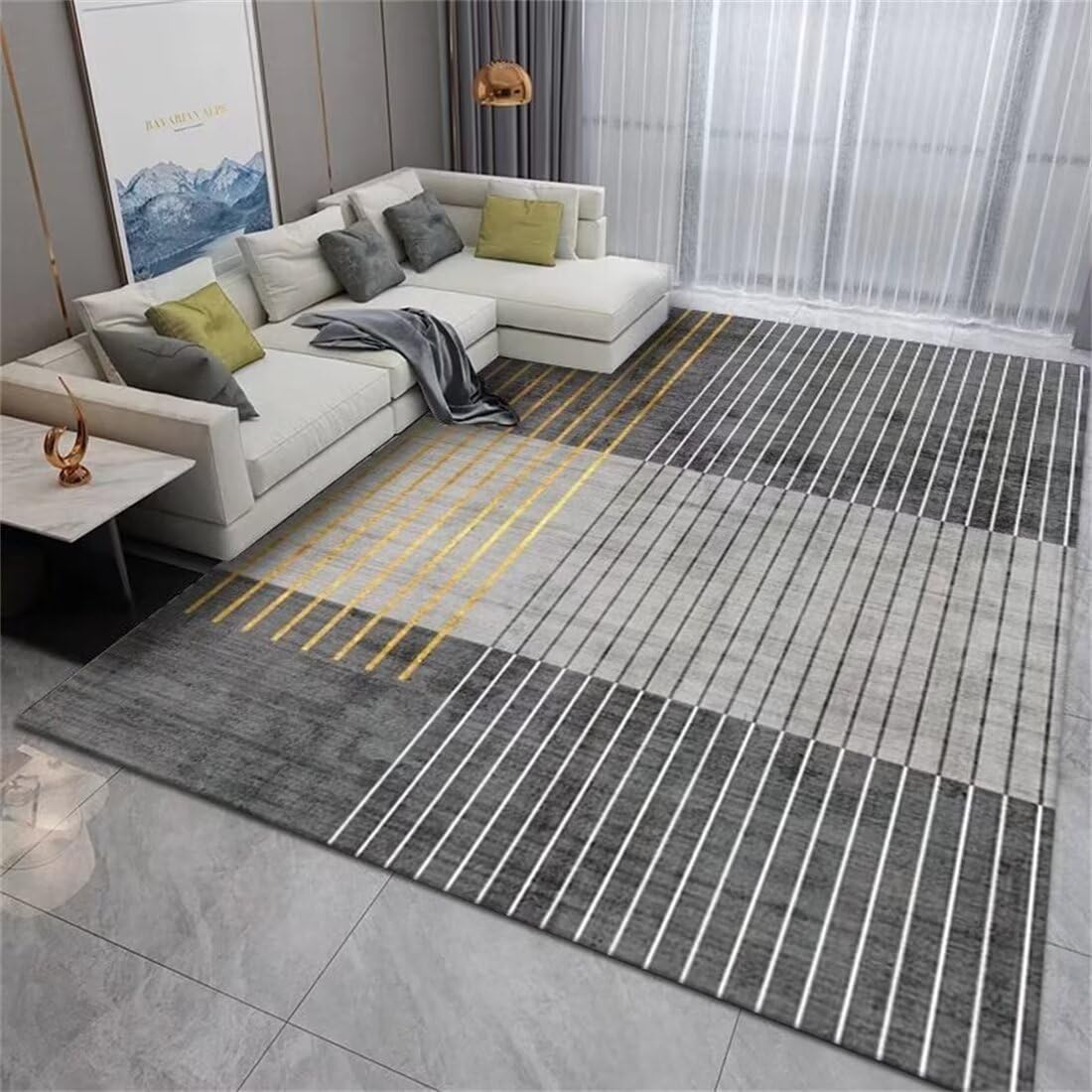 Tapis de salon lavable et grand tapis d'éveil géométrique pour bébé fille