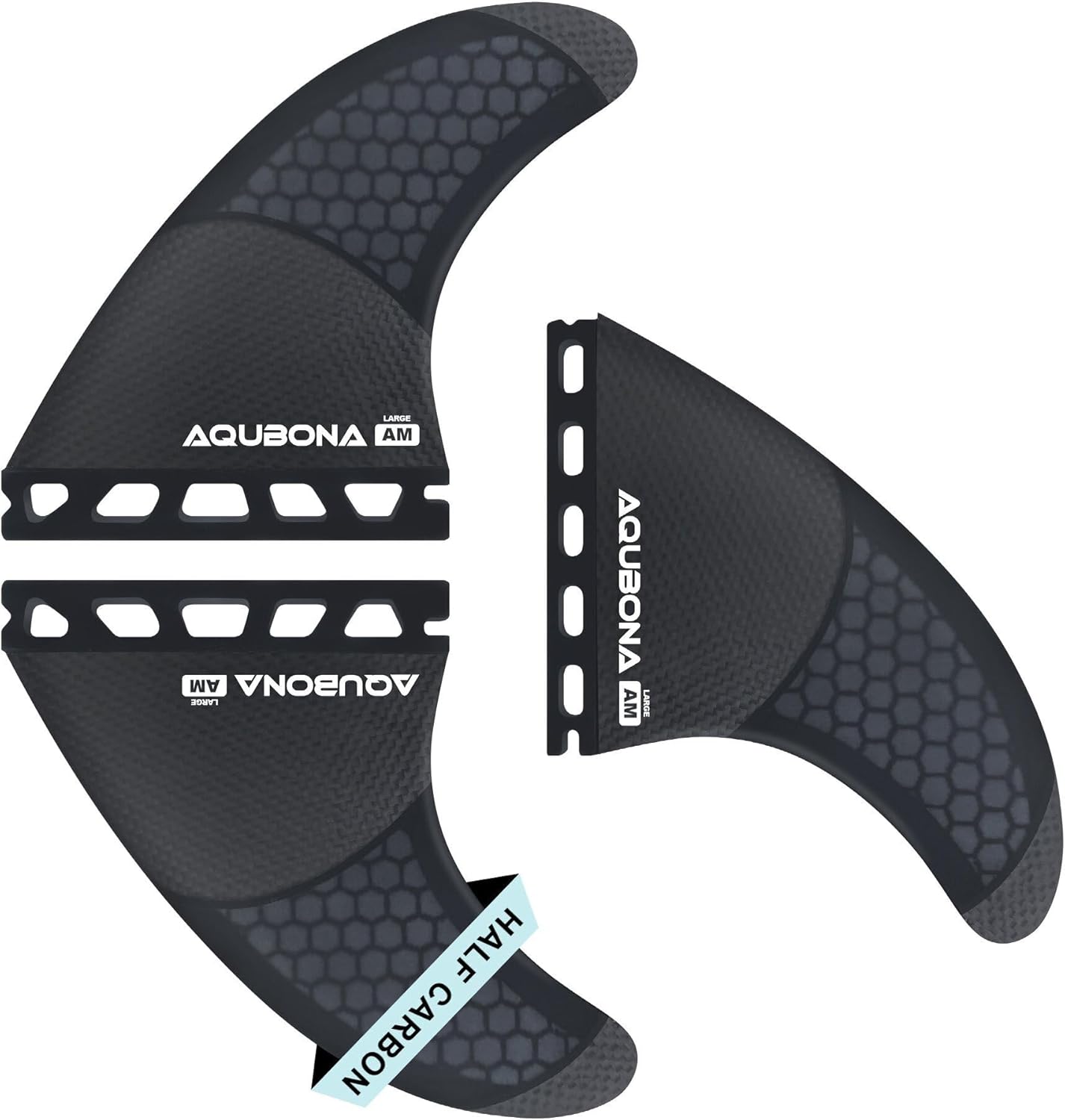 AQUBONA Single Dual Tab G3/G5/G6/G7 Half Carbon+Honeycomb Surfboard fin Tri Fin Thruster Set Surfboard fins