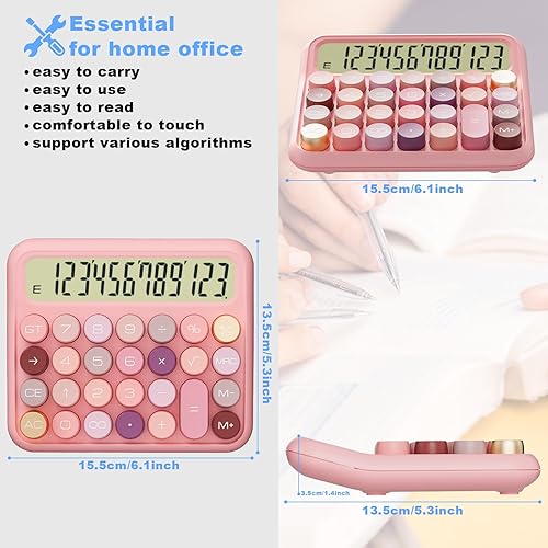 Miniatura 2 de DECKLIT - Calculadora mecánica de 12 dígitos, pantalla LCD extra grande de 5 pulgadas, calculadora de escritorio con batería, botones grandes, fácil