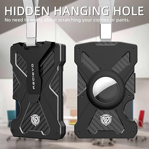 Miniatura 8 de Cartera minimalista para hombre - Cartera delgada de aluminio con clip para dinero y soporte transparente para tarjetas de identificación, cartera