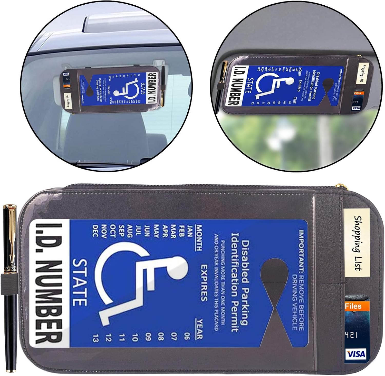 DBlosp Handicap Parking Placard Holder,Ultra Transparent PU