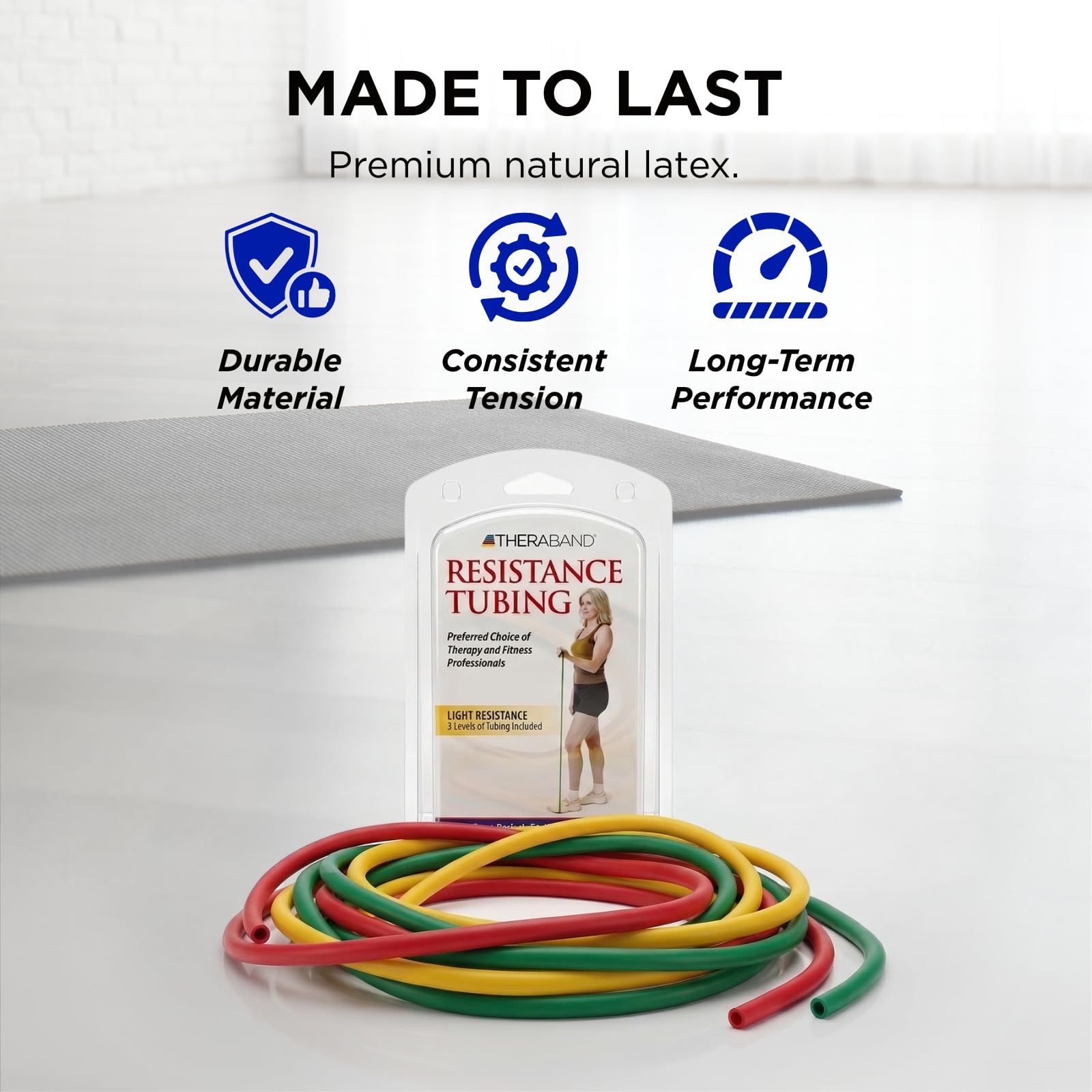 TheraBand Tubo de Resistencia de látex Profesional para Parte Superior del Cuerpo, Parte Inferior del Cuerpo y Ejercicio Central, rehabilitación y acondicionamiento