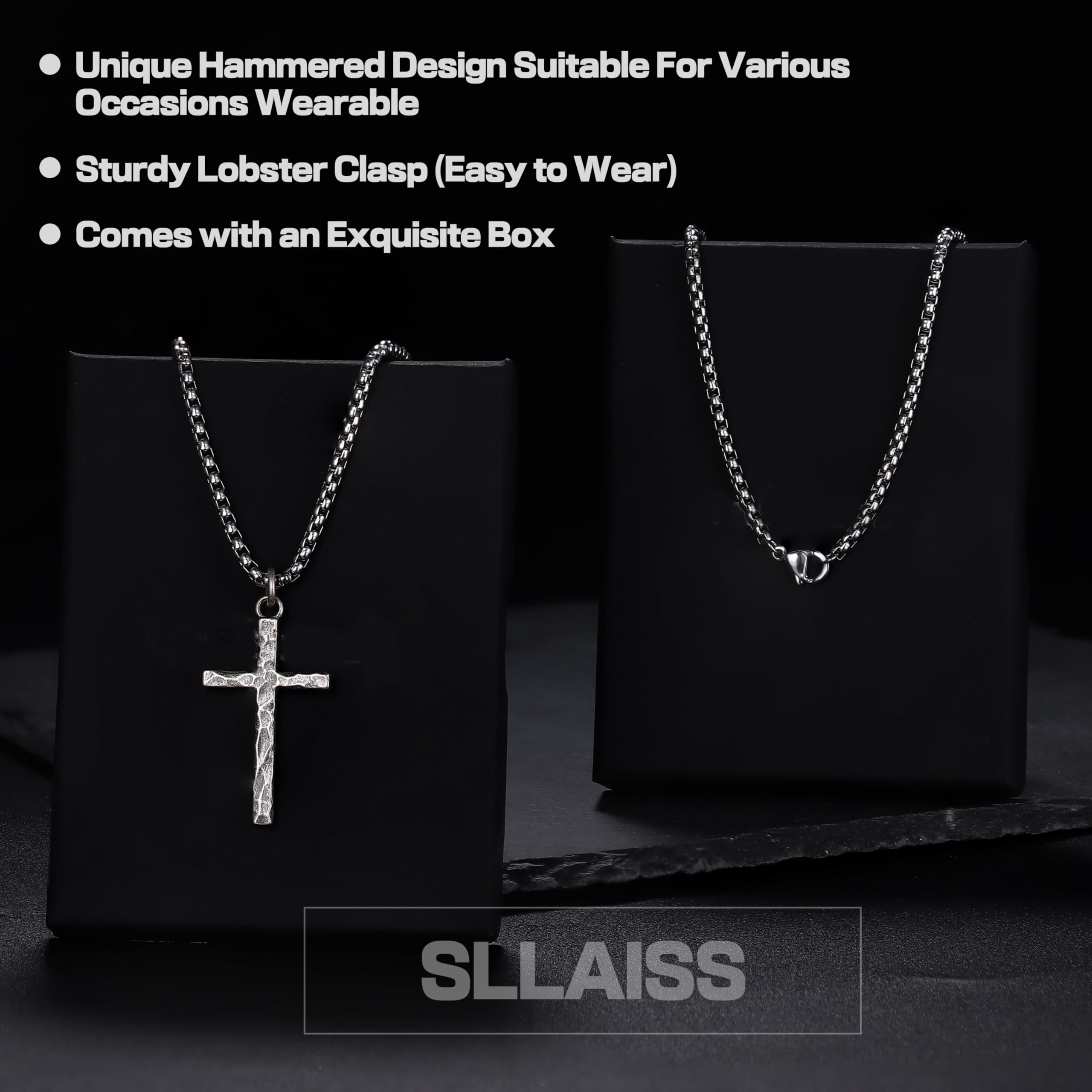 Sllaiss Collar Cruz Plata de Ley 925 con Cadena Acero Inoxidable 316L