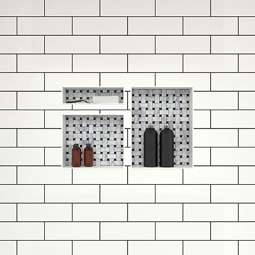 Miniatura 2 de Redi Niche - Estante de ducha empotrado triple nicho negro, tres estantes interiores, 32 pulgadas de ancho x 20 pulgadas de alto x 4 pulgadas de