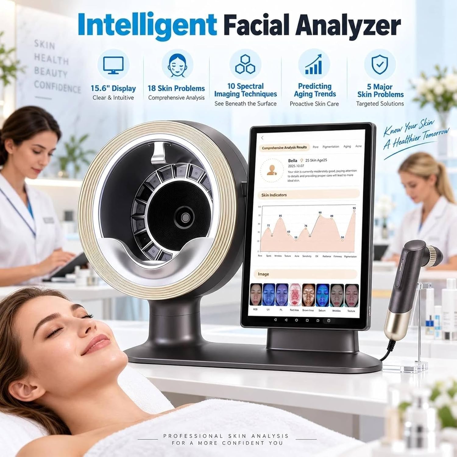 Advanced Smart Skin Analysis Machine with 15.6 Inch Touchscreen Monitor