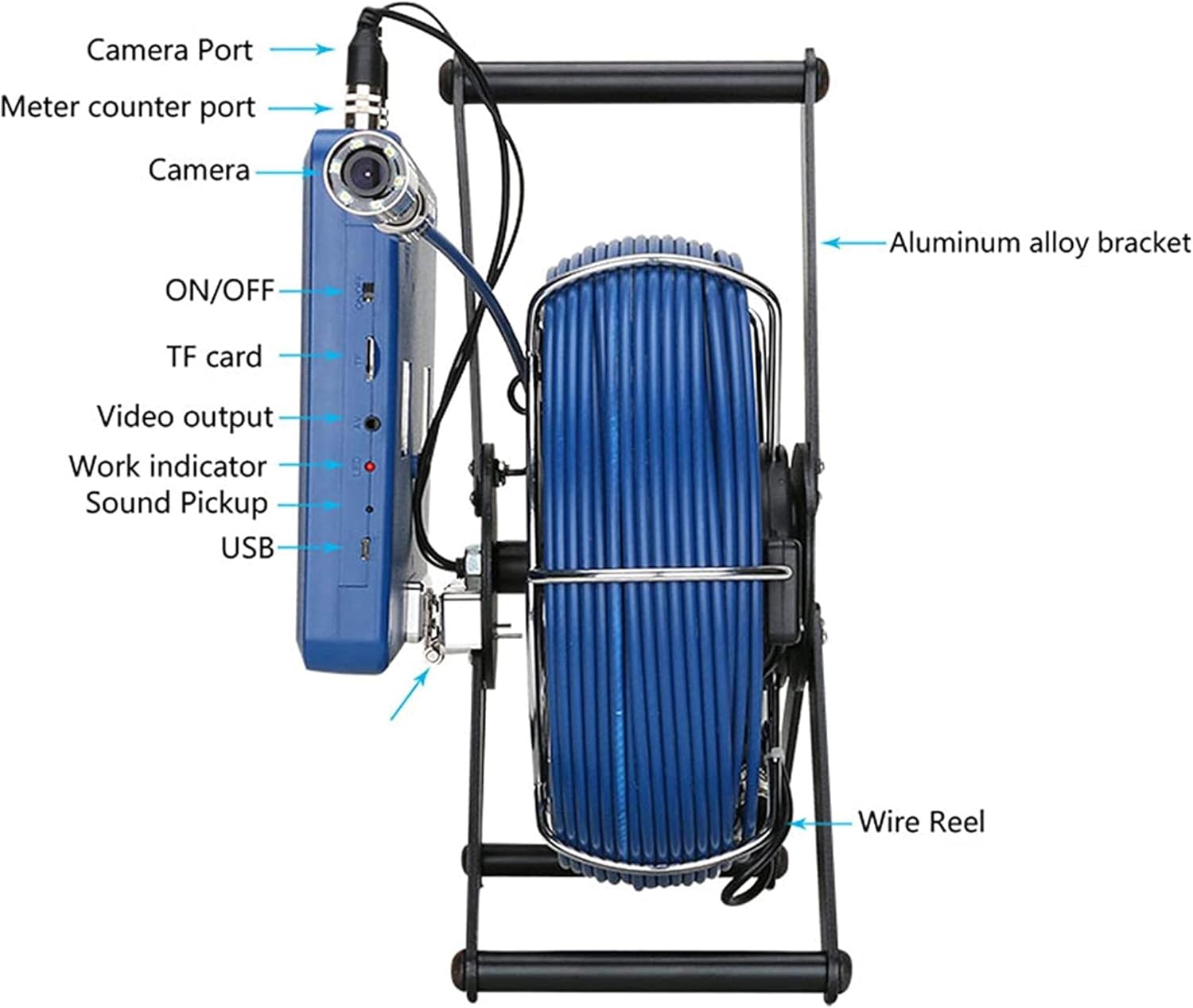 WiFi DVR Pipe Inspection Camera with Meter Counter, draining Video Camera IP68 Pipeline Endoscope, Endoscope with 10 -inch Monitor, with Cable