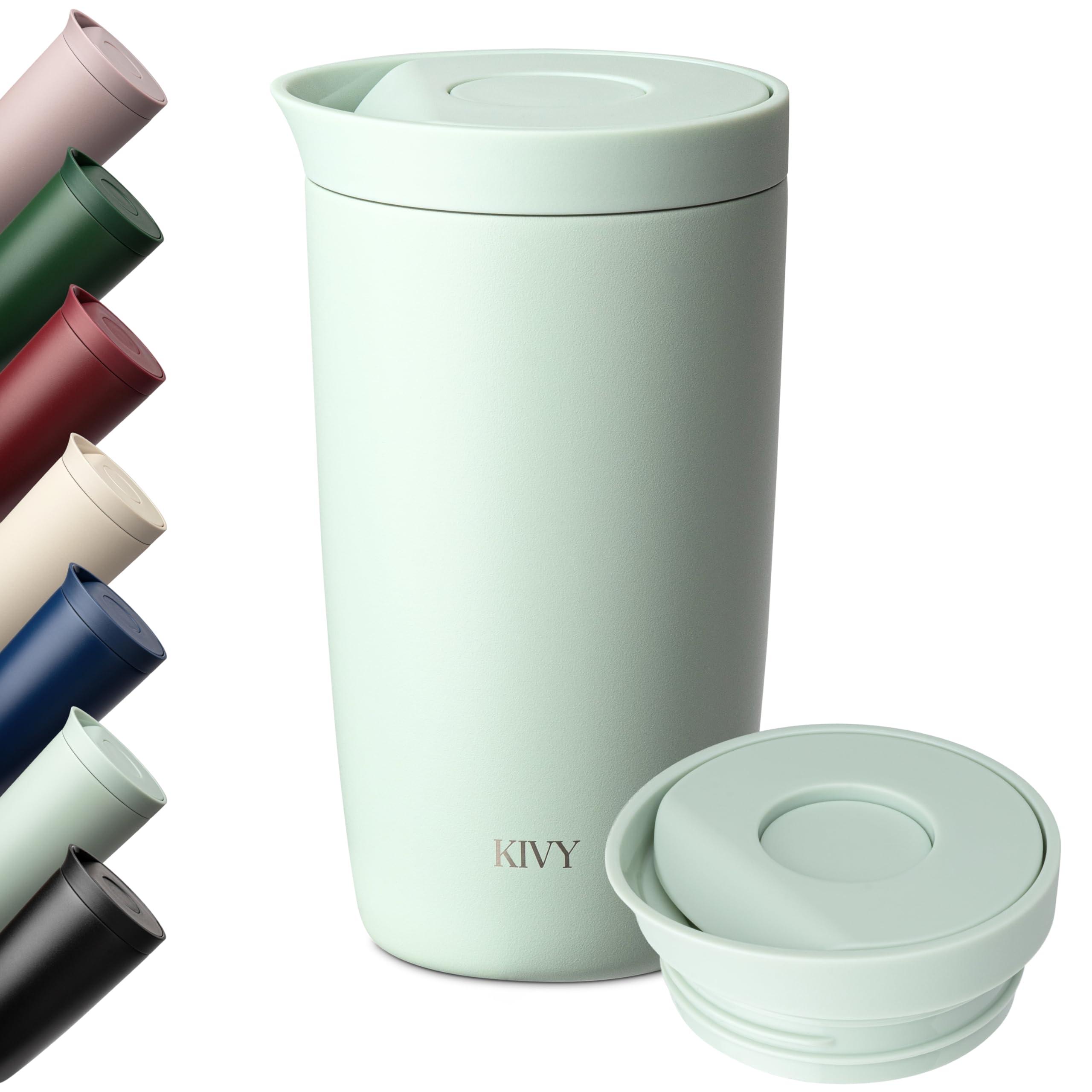 KIVY Termo de Café 350ml [CIERRE QUICK PRESS] - Vaso Termico - Taza Termica Llevar - Para Bebidas Frías & Calientes - Travel Mug - Sin BPA & A Prueba de Fugas - Doble Pared & Acero Inoxidable - Bleu — view 12