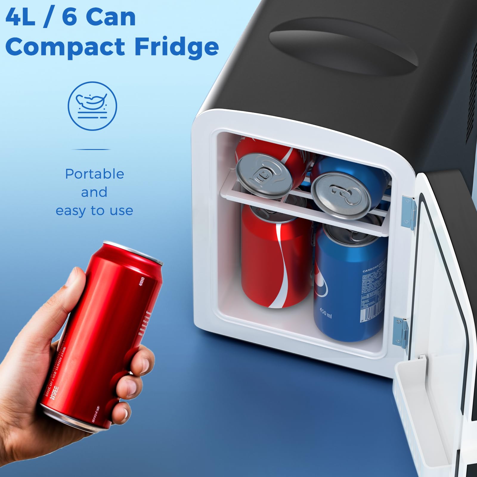 Antarctic Star Compact Refrigerator, Portable Mini Fridge, Skin Care 4L Capacity/6 Cans, for Bedroom, Car, Office & Dorm view 2