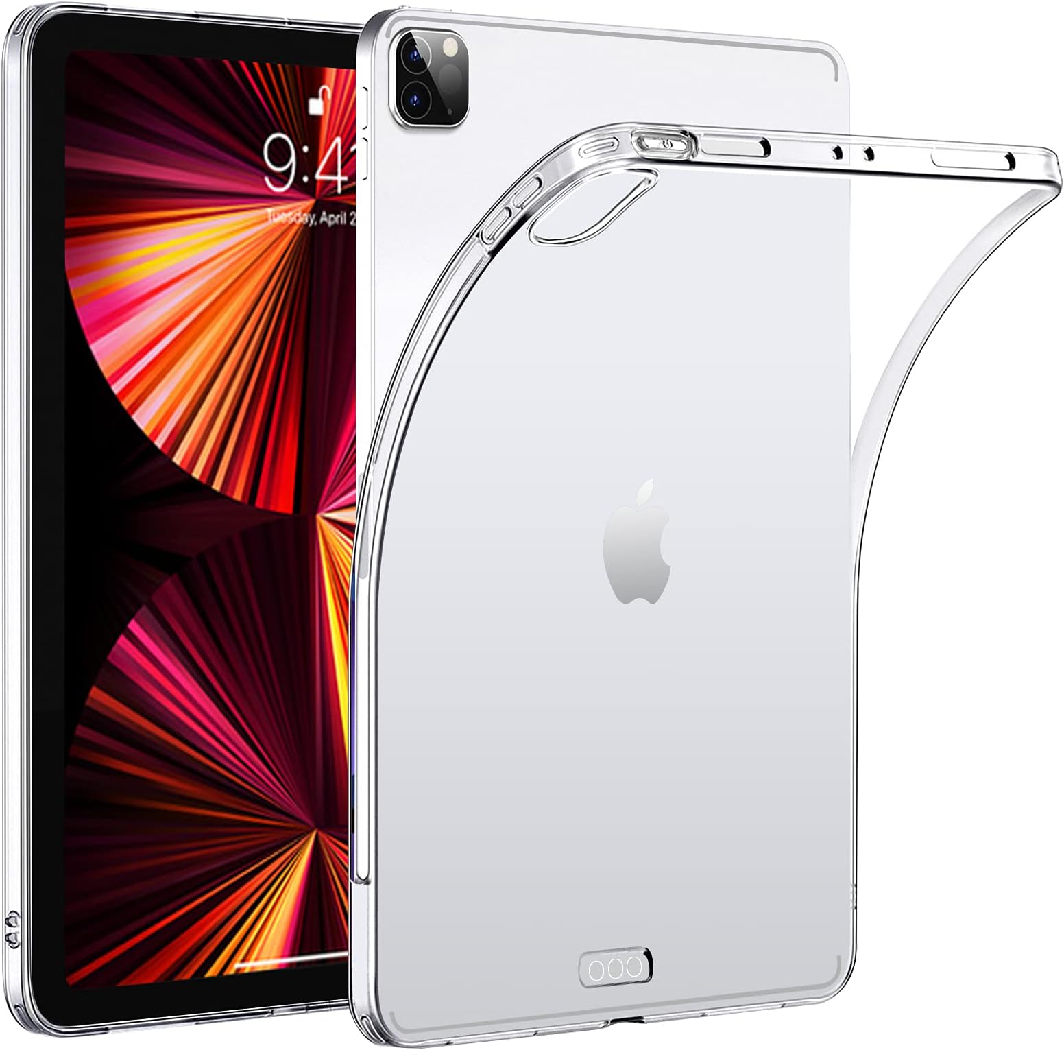 HBorna Clear Case for iPad Pro 11 inch 3rd Generation 2021, Support Apple Pencil 2nd Gen Charging, Slim Lightweight Silicon Back Cover for iPad Pro 11 3rd Gen