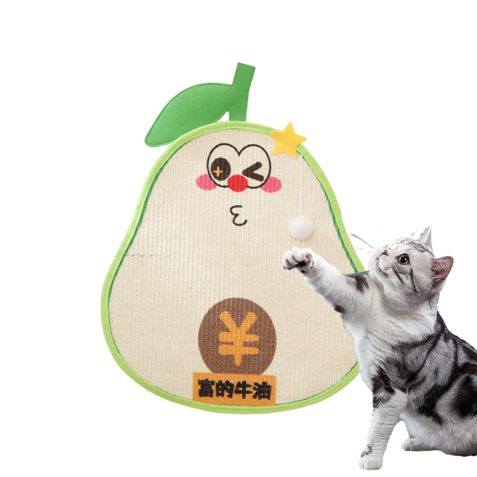 Griffoir mural pour chat en sisal autocollant forme avocat