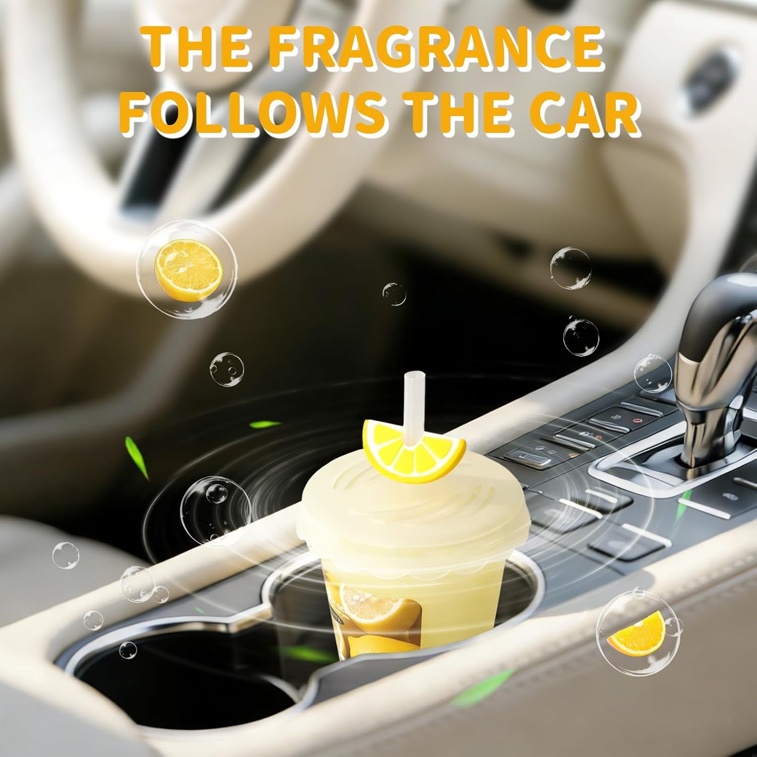 Diffusers for Home Lemon Scent 2 Pack, Bathroom Diffuser Cute Fruit Cup Shape for Office, Air Freshener Diffuser Gel Leak-Proof Car & Room, Bathroom Scent Diffuser Gift for Friends and Family