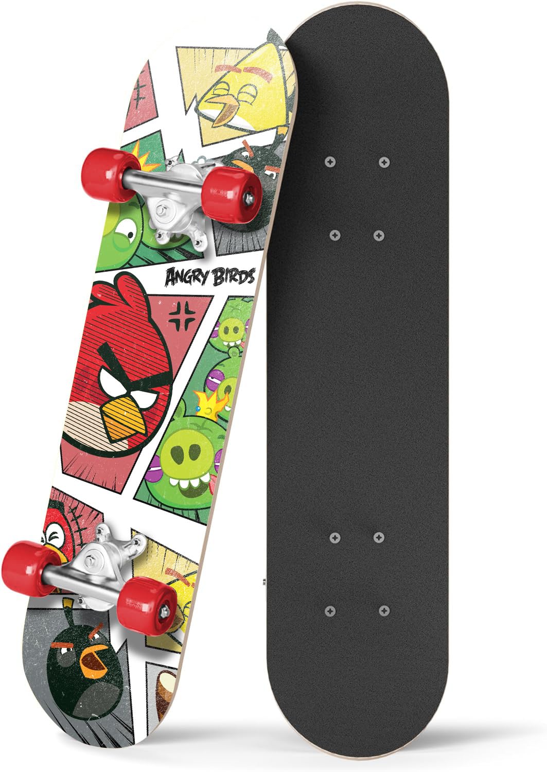 Angry Birds Kids Beginner Skateboard - Mini Wooden Cruiser Board with Cool Graphics for Boys Girls 5-14 Years
