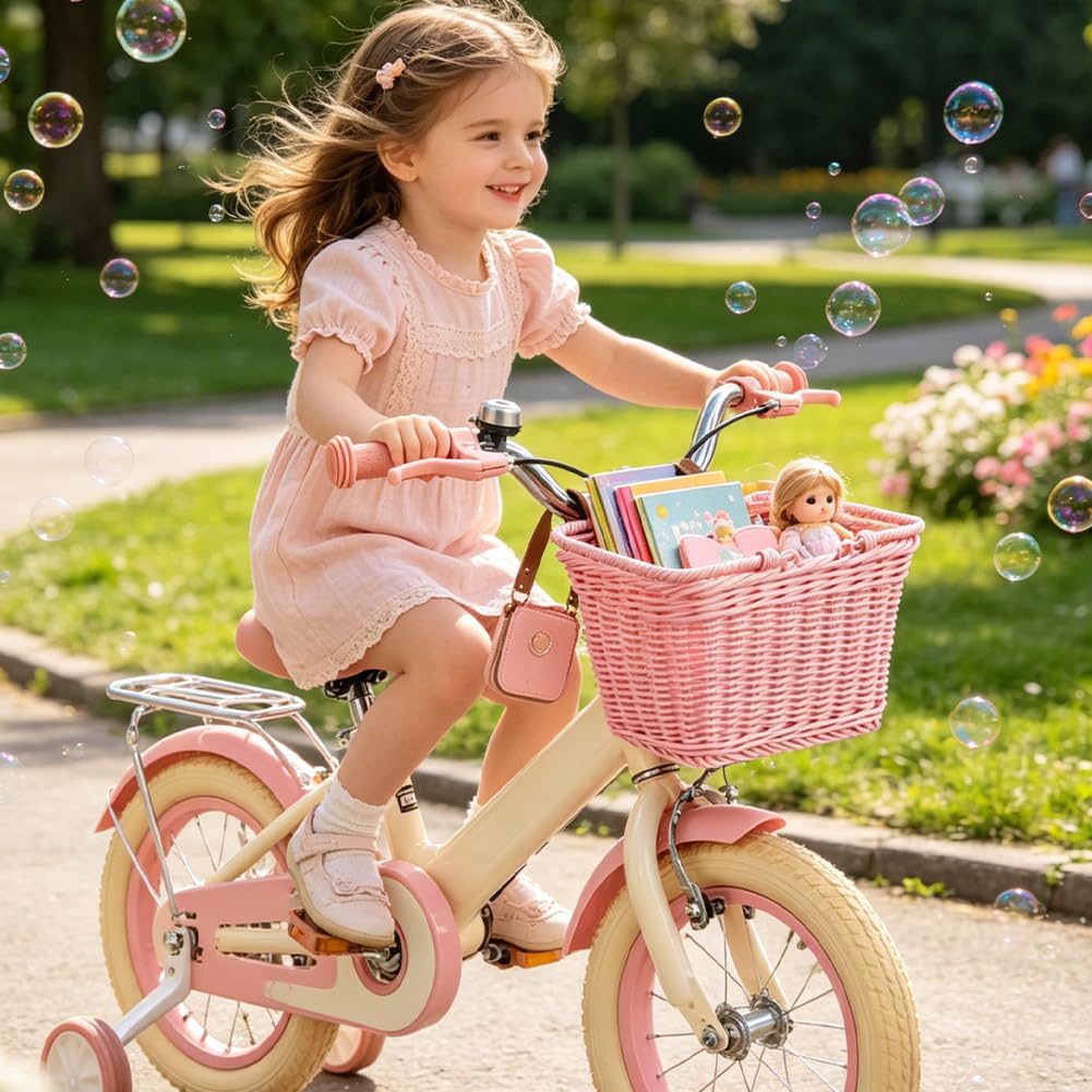 Panier de vélo en osier tressé à la main - 15 x 25 x 18 cm - Panier avant avec sangles en cuir végétalien réglables - Panier de vélo durable pour vélo de ville, courses et pique-nique