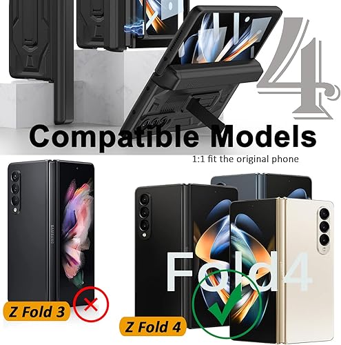 Miniatura 7 de Miimall Funda compatible con Samsung Z Fold 4, protección magnética de bisagra con soporte deslizante para bolígrafo, funda resistente para Galaxy Z