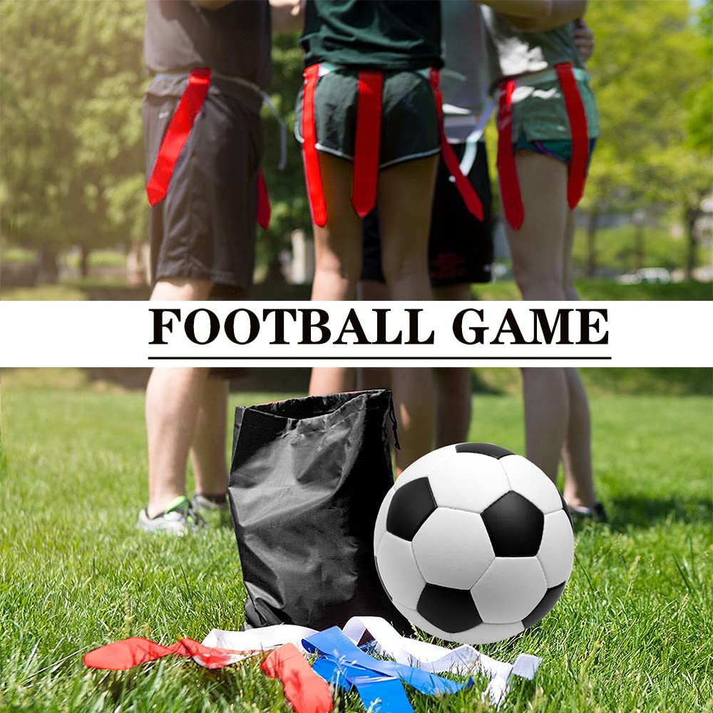 Set di bandierine da calcio per giocatori, 14 cinture resistenti e durevoli con 42 bandiere, bonus 4 coni e 1 borsa con coulisse (21 bandiere rosse e 21 bandiere blu), attrezzatura per allenamento di