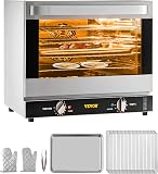 VEVOR Horno de convección comercial, 66 L/60 Qt, encimera de horno convencional de tamaño medio, tostadora de 4 niveles de 1800 W con puerta frontal de vidrio, 120 V, certificación ETL