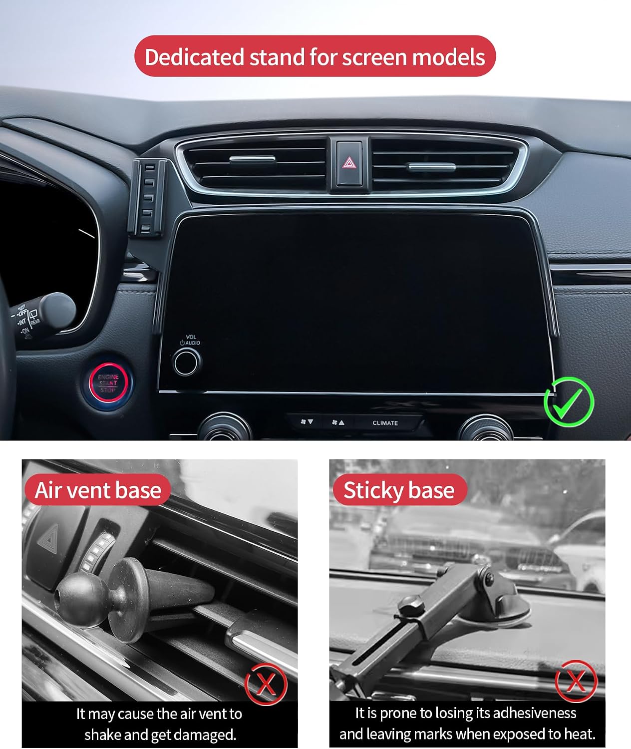 Car Phone Holder for Honda CR-V 2017-2022 / CRV Hybrid 2020-2022, 5/7" Screen Fixed Clip, Auto Accessories Navigation Bracket, Interior Decoration Mobile Phone Mount, 360° Rotation