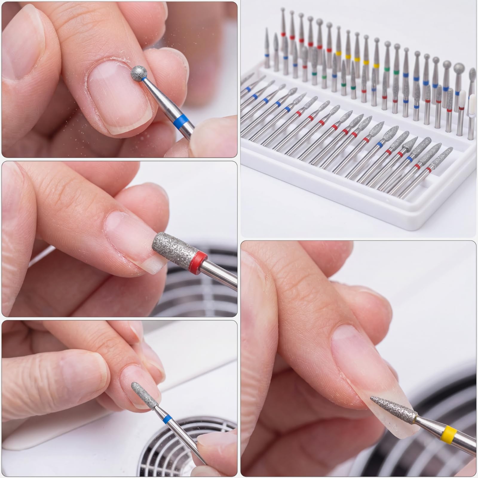 Amazon.com: Honoson 60 Pcs Diamond Nail Drill Bit Set, 3/32