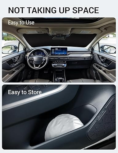 Vista 156 de Proadsy Parasol para parabrisas para BMW X1 F48 2016-2022 de 4 capas plegable, protector de parasol frontal que bloquea los rayos UV y mantiene