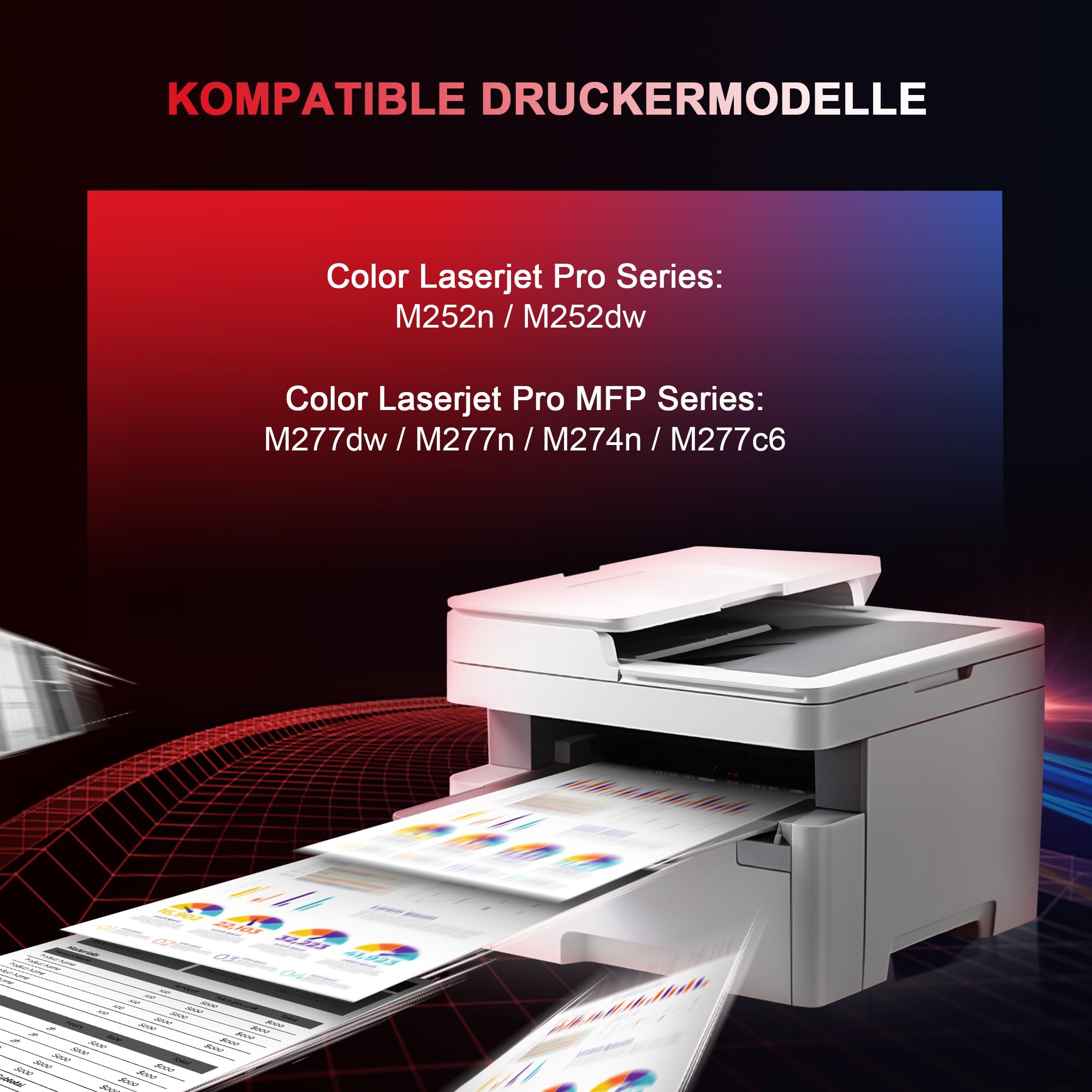 201 X 201A CF400X Toner con chip, compatibile con HP 201X 201A Toner per HP M277dw Color Laserjet MFP M277dw M252dw M252n M274n M277c6 (nero, ciano, giallo, magenta, confezione da 4)