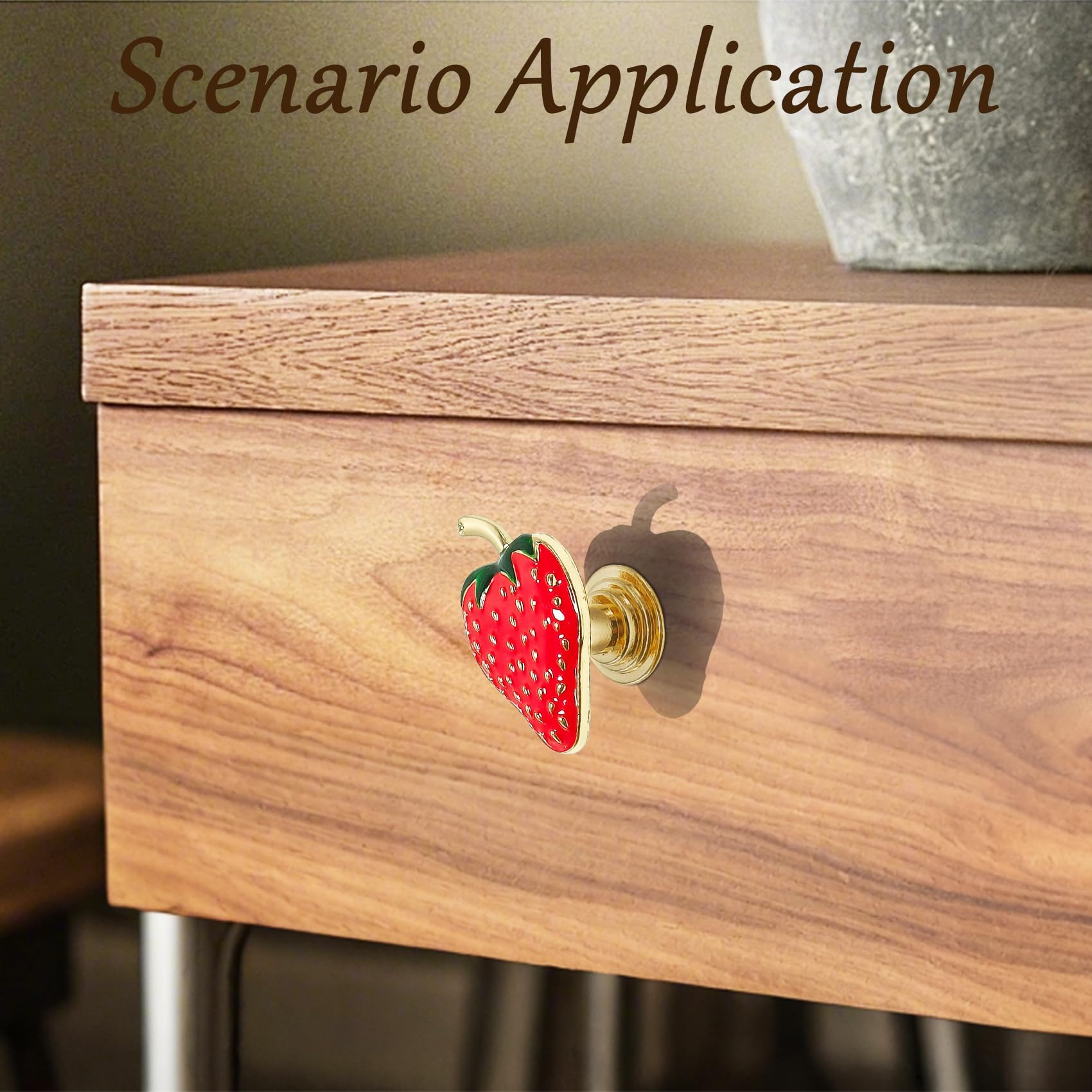 Strawberry Cabinet Knobs - Cute Fruit Drawer Pulls -4 Strawberry Cabinet Knobs - Cute Fruit Drawer Pulls -4