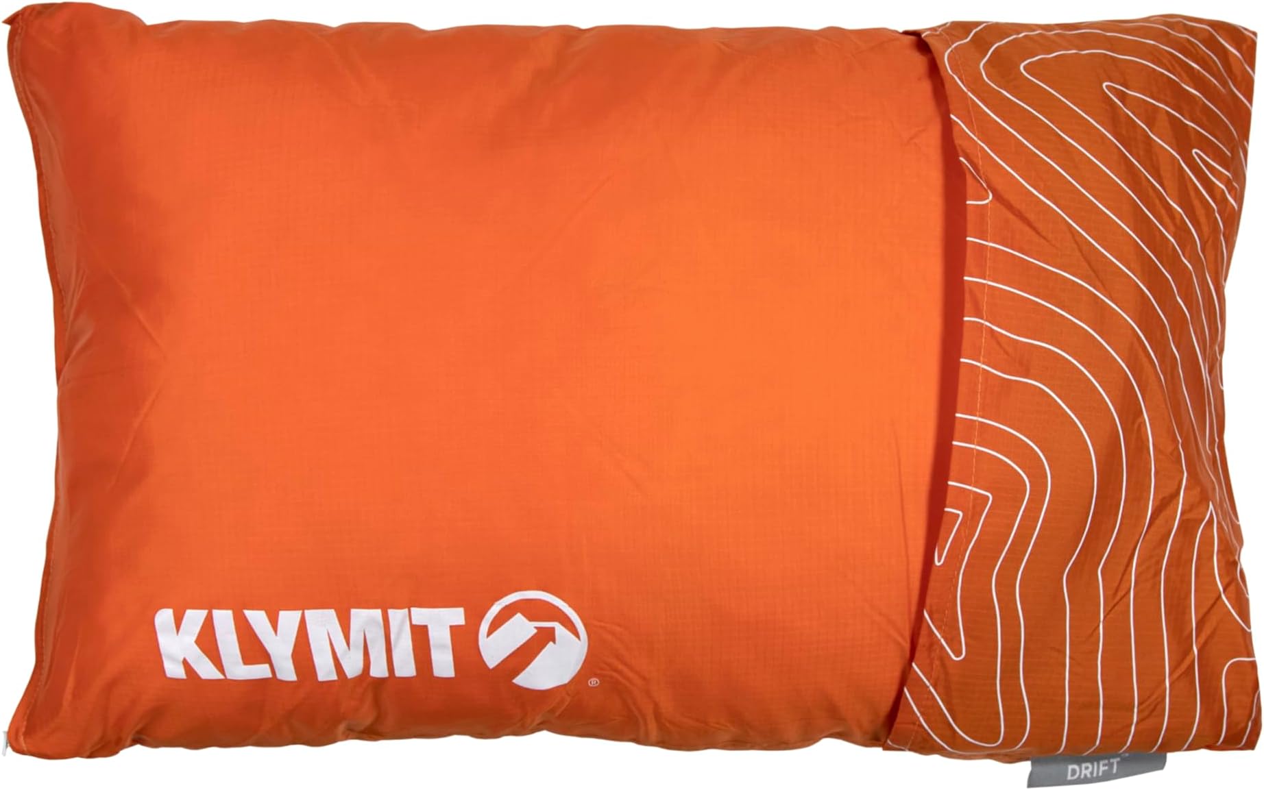 KlymitDrift Camping Pillow, Shredded Memory Foam Travel Pillow with Reversible Cover for Outdoor Use, Orange, Large