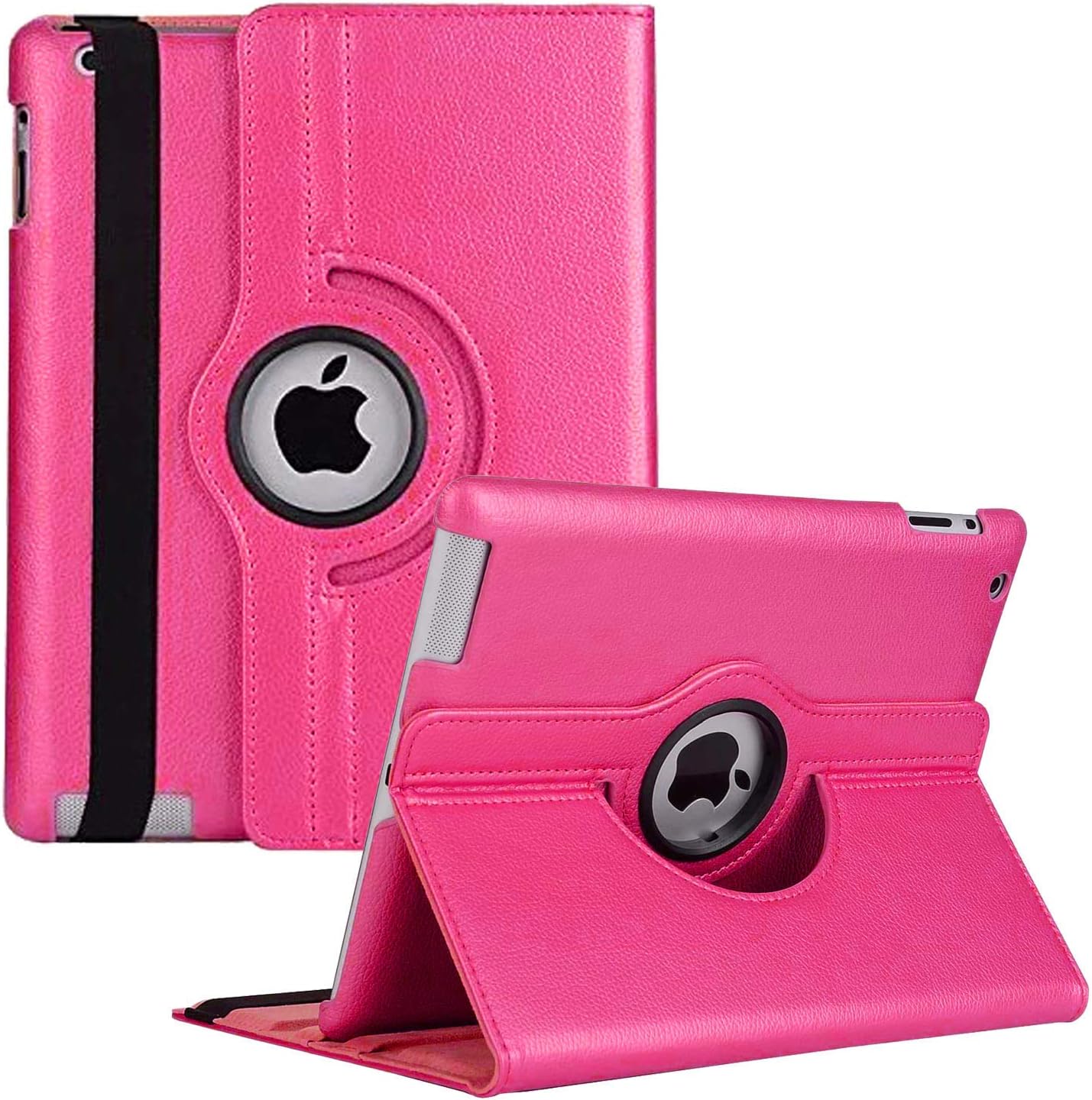iPad Rotating Case for iPad 4 3 2 (Old Model) - 360 Degree Rotating Smart Stand Protective Cover with Auto Wake/Sleep for iPad 4th Gen, iPad 3 & iPad 2(Rose)