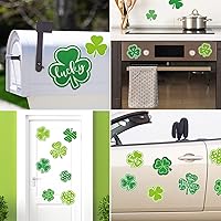 Vista 7 de Whaline 17 imanes para refrigerador del día de San Patricio, trébol verde, calcomanías magnéticas de trébol de la suerte, imán decorativo de garaje