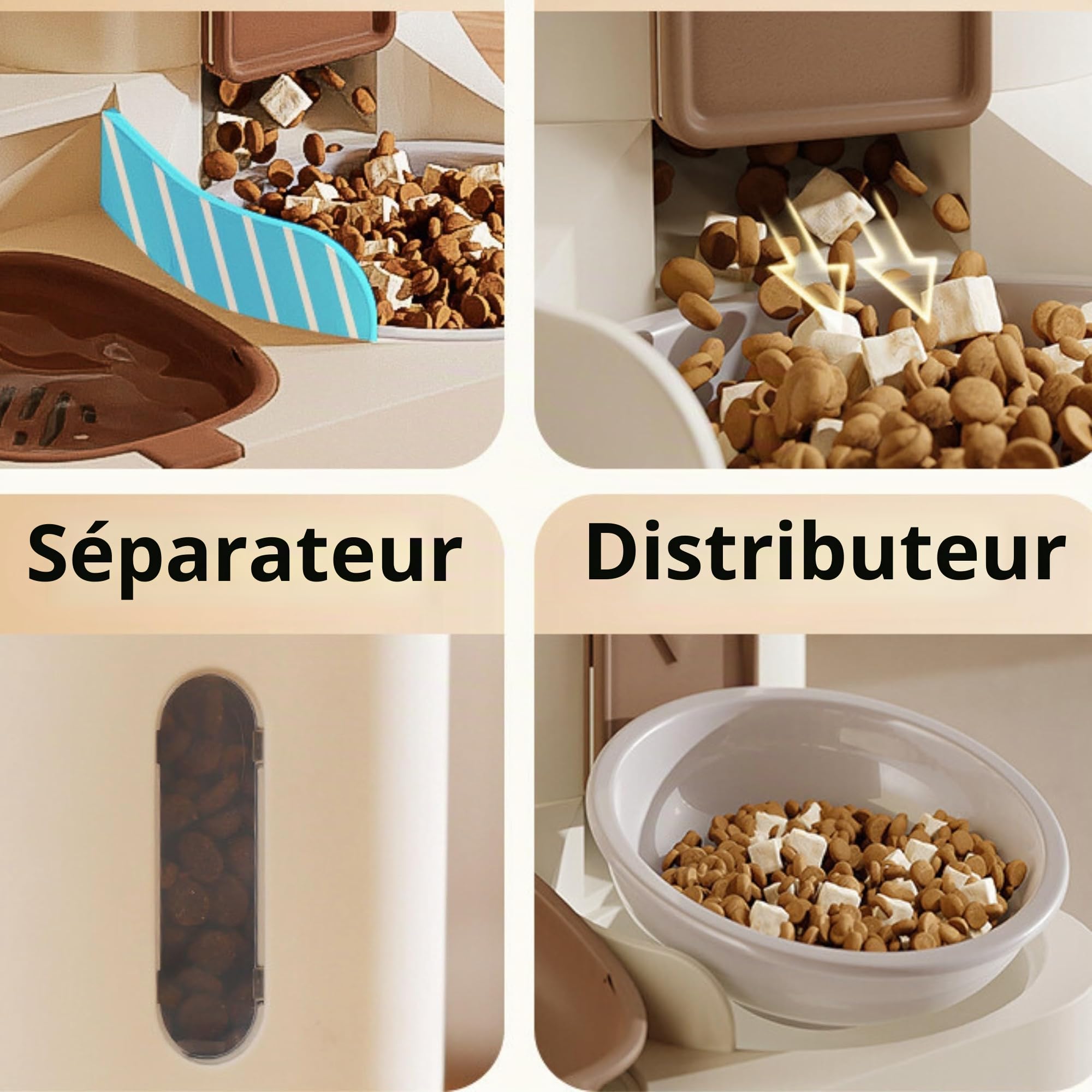 Mangeoire et Abreuvoir 2 en 1 pour Chats et Chiens - Distributeur Automatique de Nourriture et d'Eau