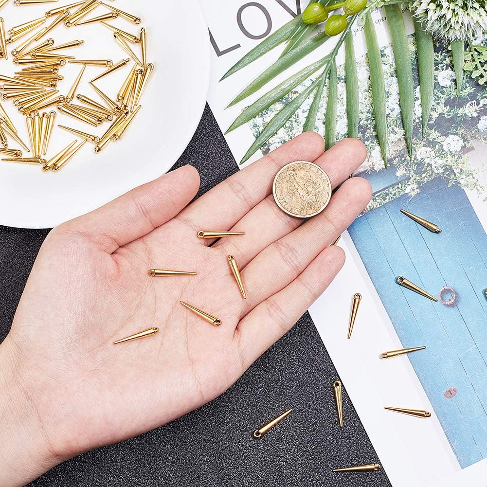 arricraft 100PCS Antique Golden Spike Beads Pendants, Tibetan Style Alloy Pendants Jewelry Making Supplies for DIY Necklace Bracelet Earrings - Image 3