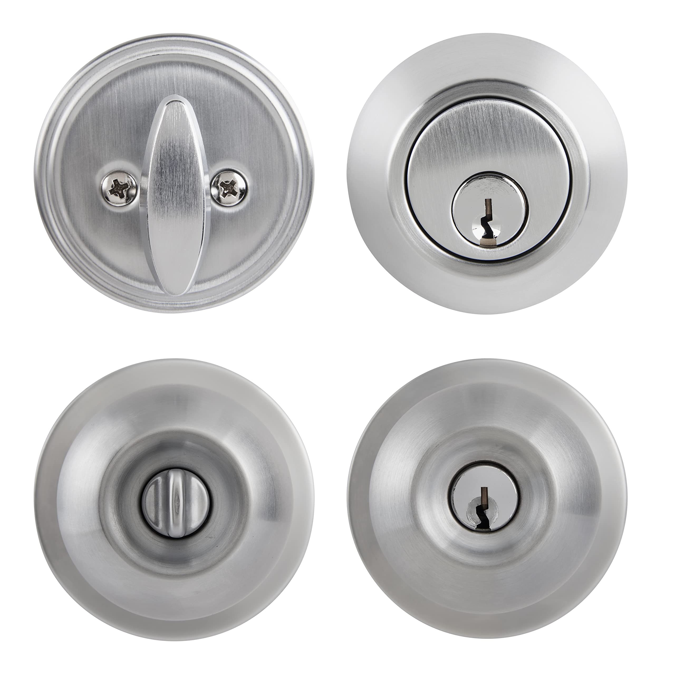 BRINKS Commercial - Keyed Entry Door Knob with Deadbolt Set, Satin Chrome Finish - Meets ANSI Grade 2 Standards
