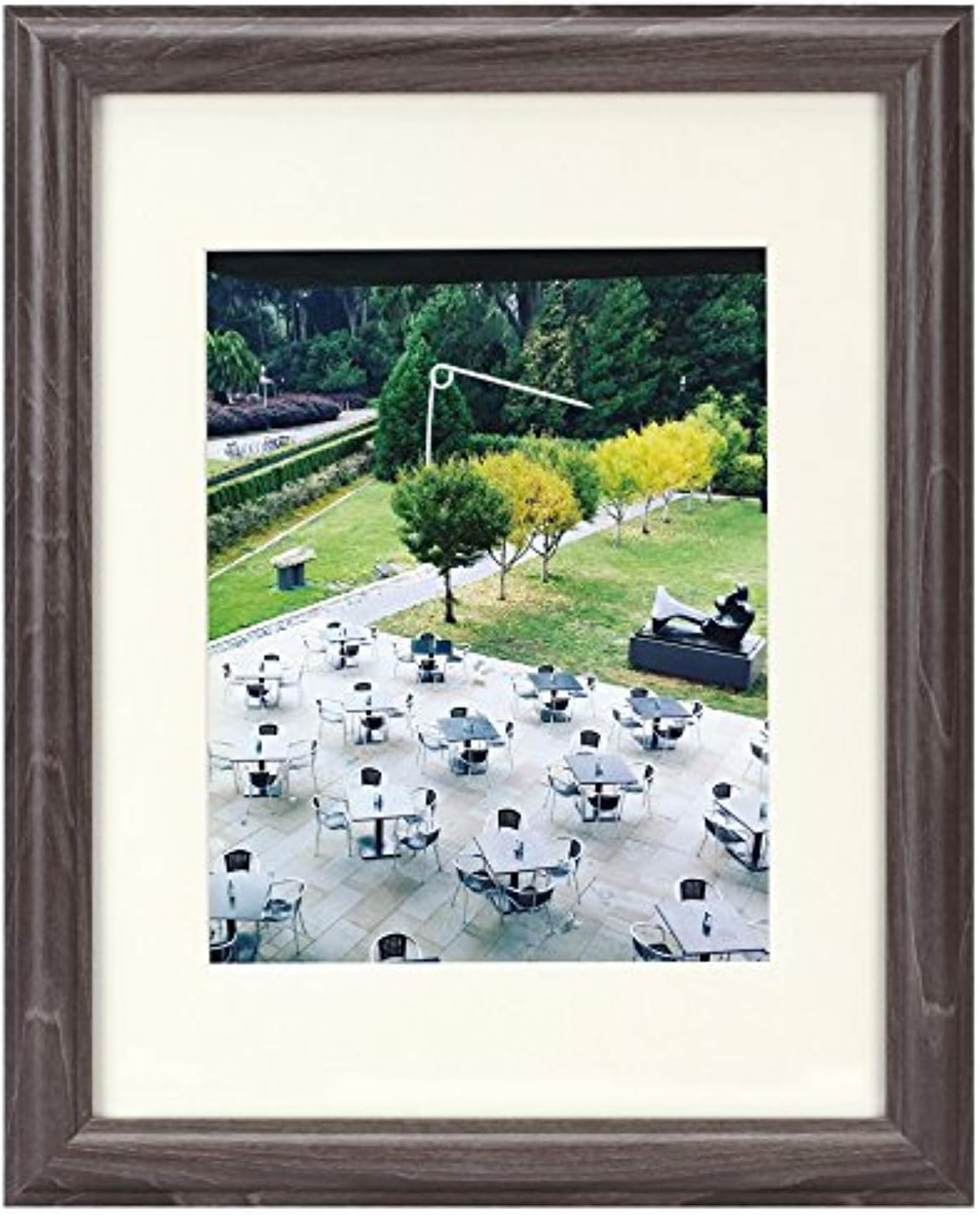 Frametory, Photo Frame comes with Ivory Mat for Pictures - Curved Bevel Design - Sawtooth Hanger, Swivel Tabs - Wall Display - Real Glass (Grey, 11x14 Frame for 8x10 Pictures)