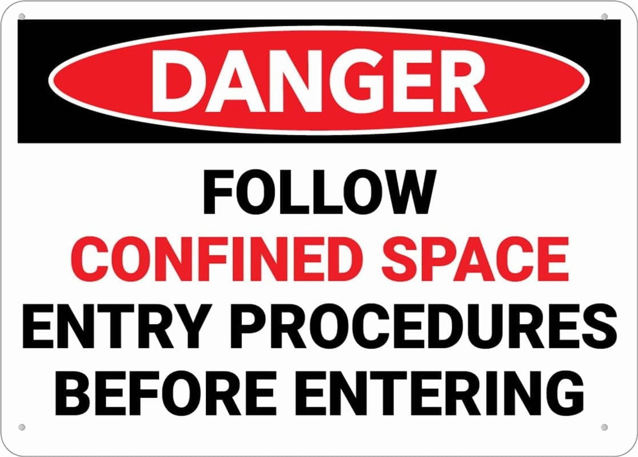 (2-Pack) Metal Tin Sign Danger Follow Instructions On This Ladder Sign 12X8 Inches, Weather Resistant, Weatherproof, Indoor Or Outdoor