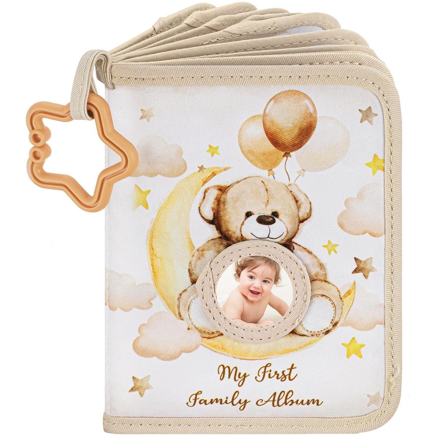 Oaygat Baby's My First Photo Album 17 4x6 Pictures Soft Cloth Photo Album with 2 Mirror Unisex Kids' Personalized Memory Photos Albums for Family Baby Shower Party Toddler Kid Girl