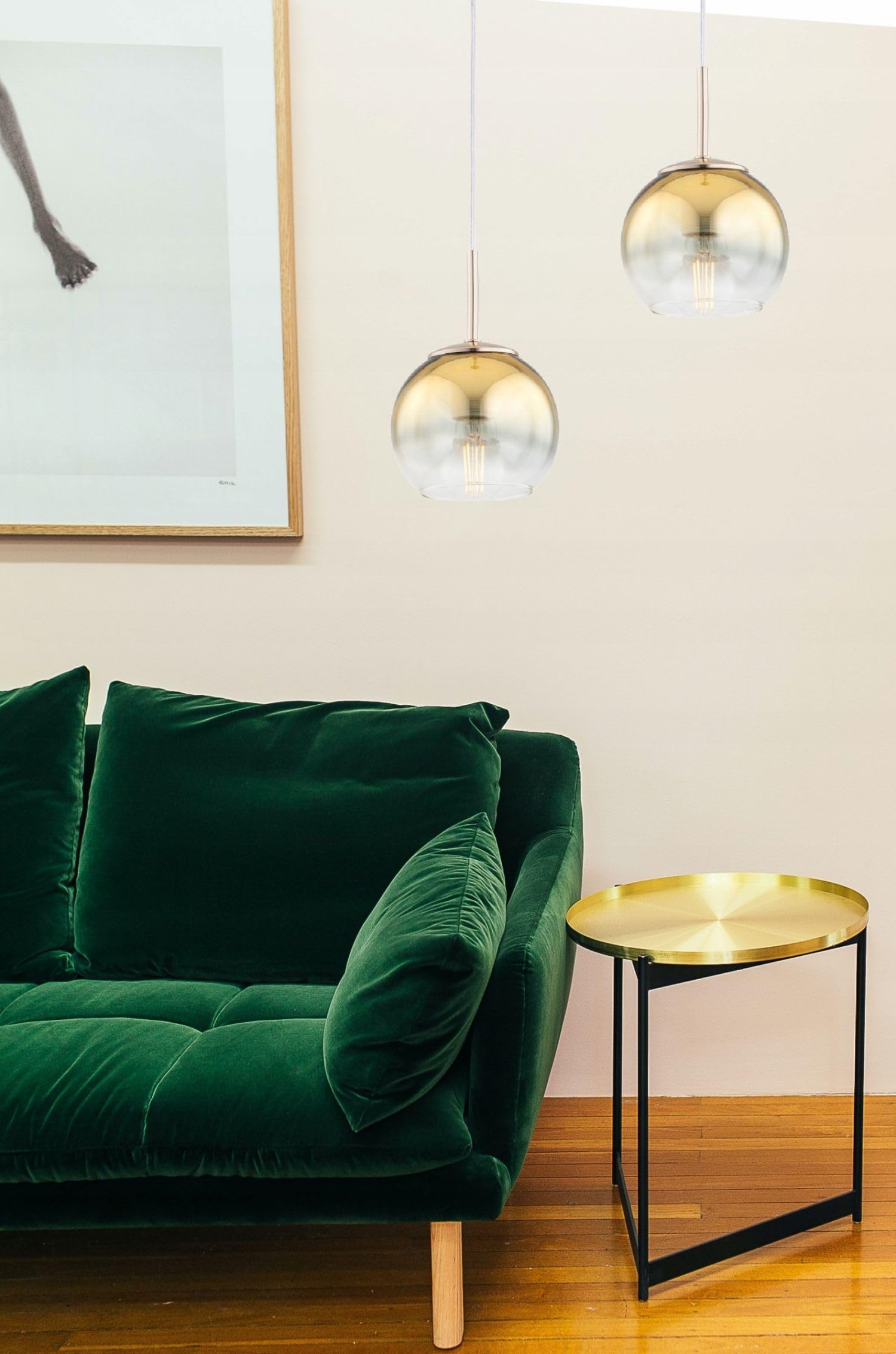 Licht-Erlebnisse Pendelleuchte 3-flammig Metall Glas Gold Esstisch Wohnzimmer Küche Modern E27 gemütlich elegant L:60 cm Hängelampe Esszimmer