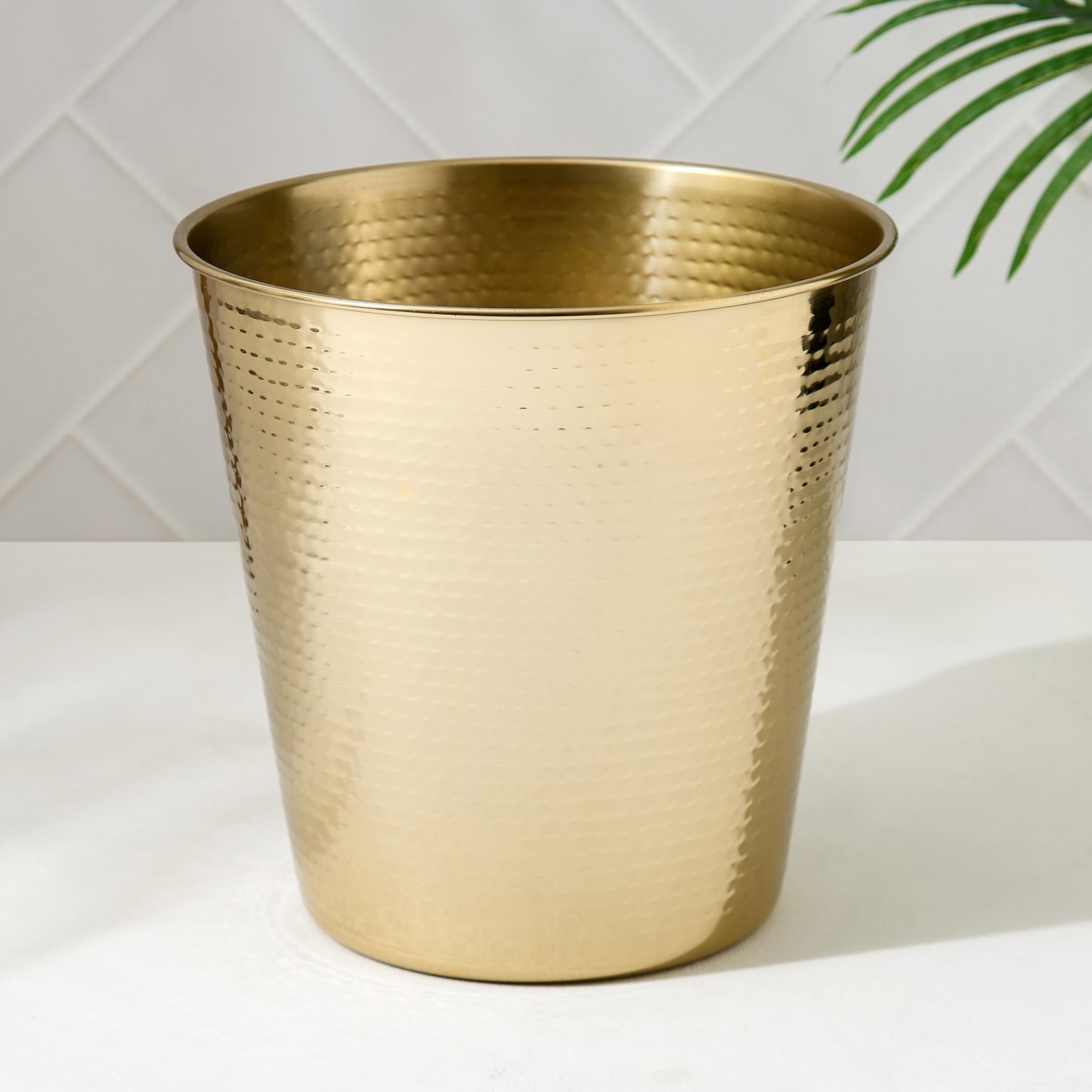 Home Centre Harbour Royal Stainless Steel Hammered Open Waste Bin - 7L