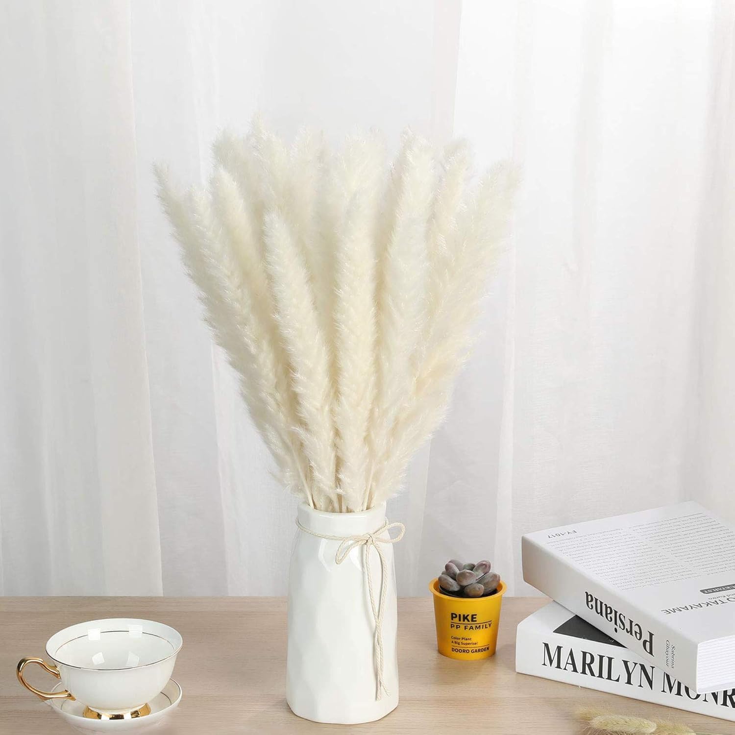 Buy Dried Pampas Grass Decor Tall 45cm Natural Dried Pampas Grass 30 Pcs Bouquet For Wedding Floral Arrangements Home Decorations White Online In Indonesia B08zsfnlhh