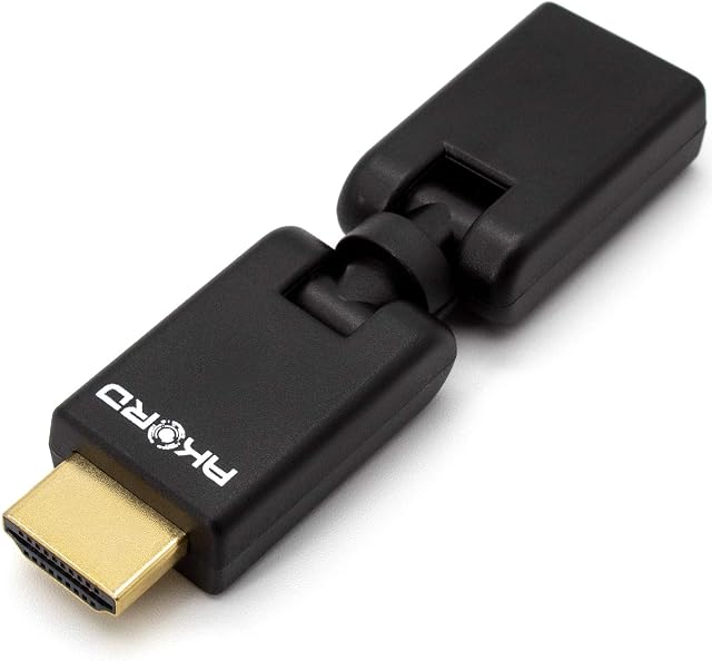 AKORD Gold Plated HDMI Male to Female 360 Degree Swivel and Tilt Rotating Adapter Angle