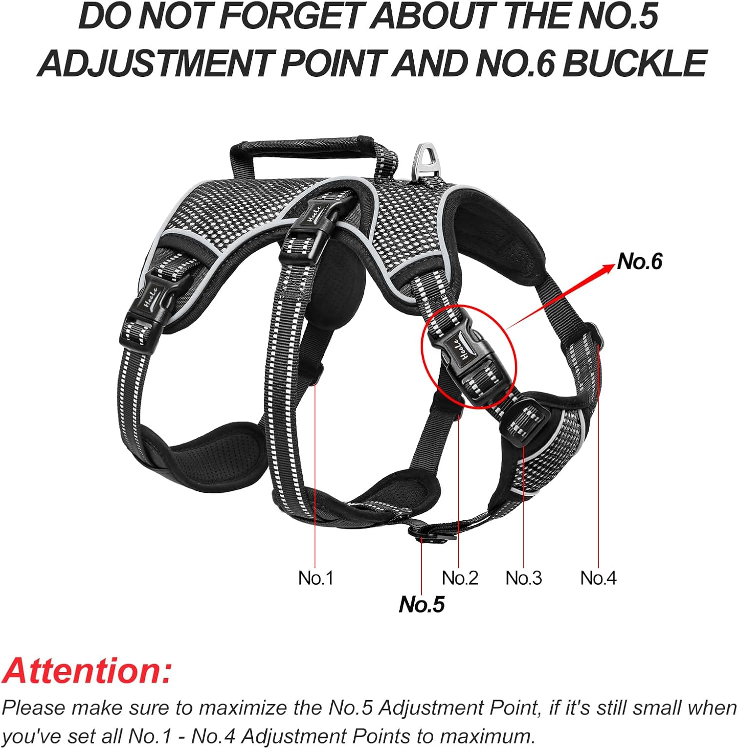 HEELE Dog Harness, Escape Proof Dog Harness, Release on Neck, No Pull Reflective Adjustable Vest with Durable Handle, Dog Harness for Outdoor Training Walking, Dog Harness for Large/Active Dogs, L
