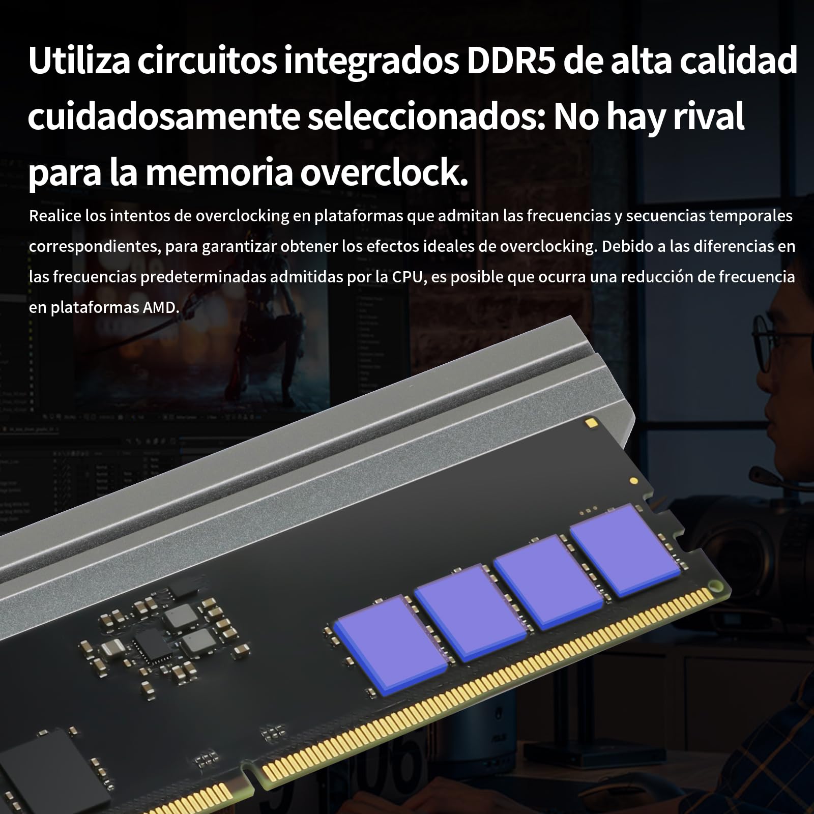 JAZER Memoria RAM DDR5 de 32GB (2 x 16GB) 6000MHz CL38, Memoria de Escritorio para PC de Juegos, DIMM de Alto Rendimiento