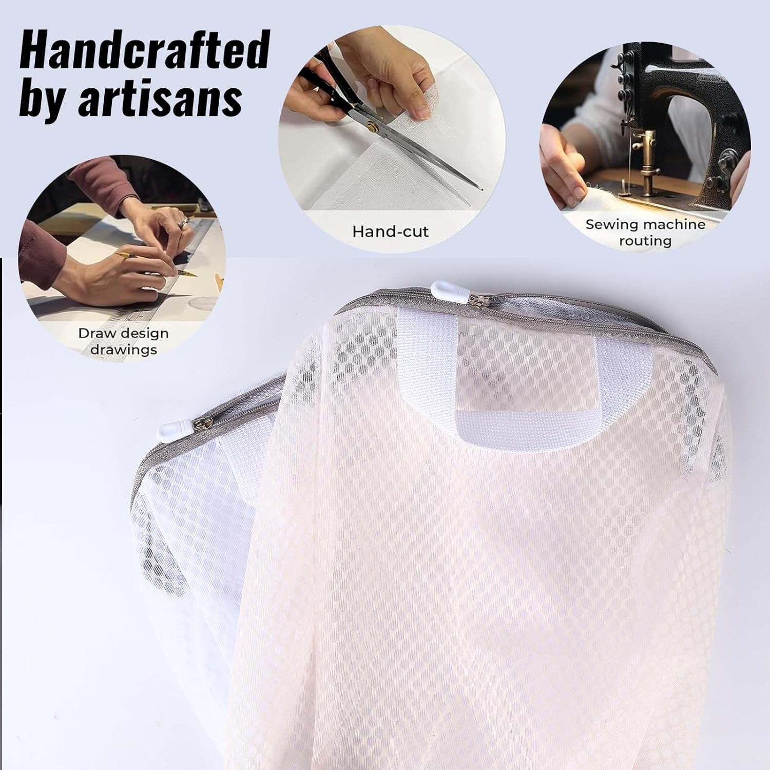 4 Pack Mesh Laundry Bag Mesh Laundry Bags Laundry with Handle for Washing Socks, Baby Items, Lingerie, Travel Garments (BEIGE, 4) - Image 4