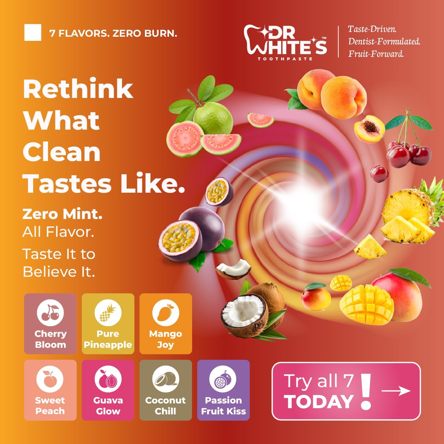 Dr. White’s Signature Flavor Trio – Glow Getters | Fluoride-Free Toothpaste with Nano-Hydroxyapatite, Sensitivity Relief, Mint-Free (3-Pack)